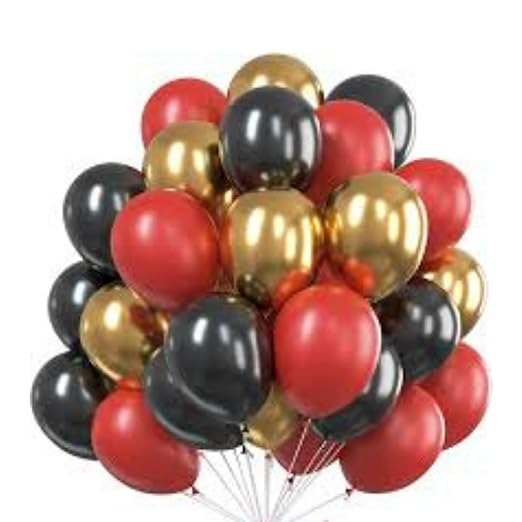 Gold, Black & Red Birthday Decorations for Girls, Kids Party, Woman, Boys, Couples, Adult- Gold & Red Theme Birthday Decoration Set, Black & Red Party Supplies for Birthday, Red Balloons Decoration Combo