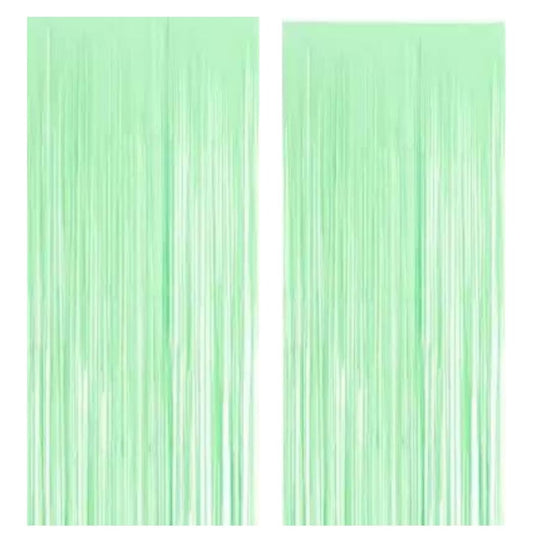 Pastel Foil Curtains (2pc Green Curtains) 3 ft X 6 ft | Pastel Backdrop Curtains for Party Birthday, Baby Shower, Cradle, Wedding Decorations