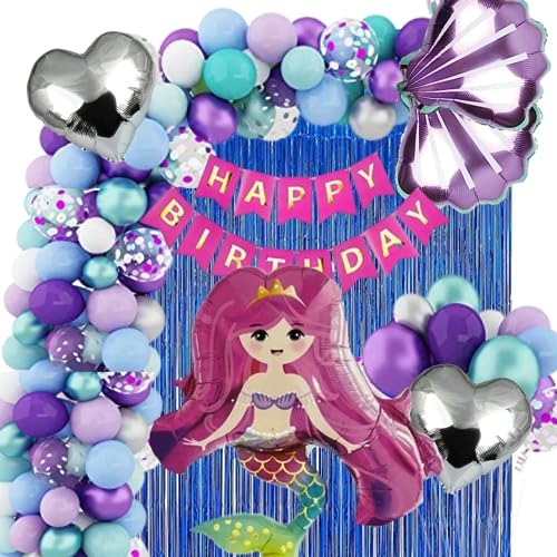 Mermaid Theme Birthday Decorations for Girls, Kids Party - Under the Sea Theme Birthday Decorations (Fish Theme Birthday Decor)