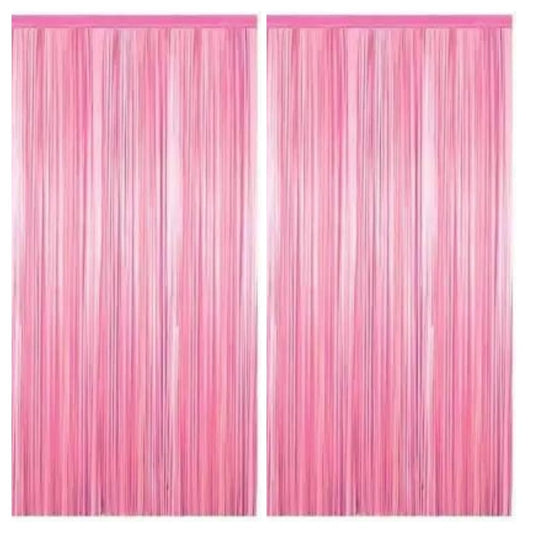 Pastel Foil Curtains (2pcs Pink Curtains)- 3 ft X 6 ft | Pastel Backdrop Curtains for Party Birthday, Baby Shower, Cradle, Wedding Decorations