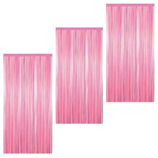 3pc Pink Pastel Curtains for Decoration, House Party, Birthdays, Anniversaries, Pastel Pink Foil Curtains