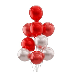 Valentines Day Decoration Pack of 27pc - 20pc Red and White Balloon, 6pc Red & Silver Heart balloons, 1pc Red Love Balloon