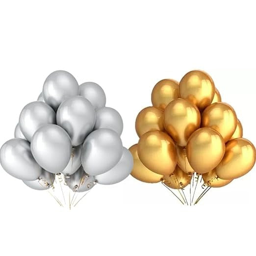 Gold Silver Metallic Balloons | Birthday Decoration Items | Party props | Anniversary Decoration Items