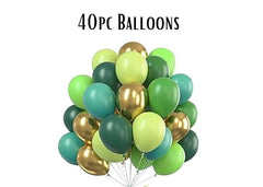 Premium Animal Jungle Theme Birthday Decorations- 57pcs - 1 Banner, 7 Animal Cutouts, 40 Balloons, 7 Caketop, 2 Curtains ( Animal Jungle Birthday Decoration Set for Boys, Girls )