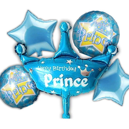5pc Prince Theme Birthday Decorations for Boys, Kids Party - Prince Birthday Decoration, Blue Theme Birthday Decorations - Prince Theme Party Supplies for Birthday Decoration
