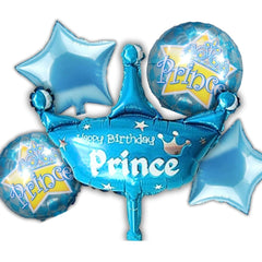 5pc Prince Theme Birthday Decorations for Boys, Kids Party - Prince Birthday Decoration, Blue Theme Birthday Decorations - Prince Theme Party Supplies for Birthday Decoration