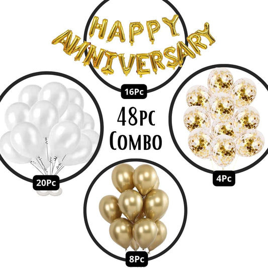 White & Gold Anniversary Decorations for Couples, Gold & White Anniversary Theme Decorations, Anniversary Decoration Items for Couples, Parents, Newly Wed