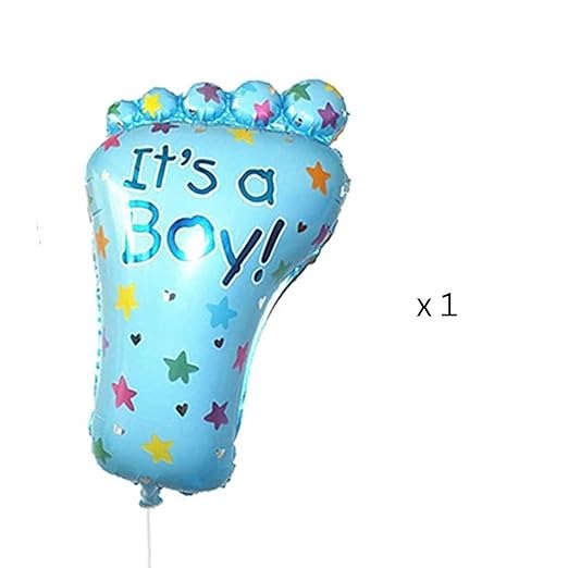 Blue Baby Feet Balloon (It's a Boy), 10 Blue and Gold Balloons, 2 Star Balloons - Baby Shower Decoration, Welcome Baby Balloons