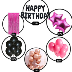 Black & Pink Birthday Decorations for Girls, Kids Party, Boys - Black & Pink Theme Birthday Decorations - Pink Party Supplies for Birthday Decorations - Star Theme Birthday Decorations