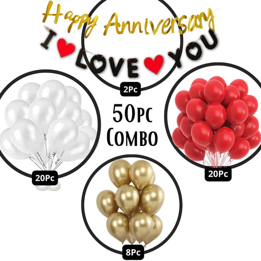 Red & Gold Anniversary Decorations for Couples, Anniversary Theme Decorations, Anniversary Decoration Items for Couples, Parents, Newly Wed