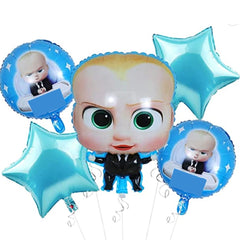 Baby Birthday Decorations for Boy / Girl / 1st Birthday - 60 Balloons, 5pc Baby Foil Set, 1 Banner, 2 Silver Curtain ( Cartoon Baby Theme Birthday Decorations Combo for 1st Birthday / Boys / Girls )