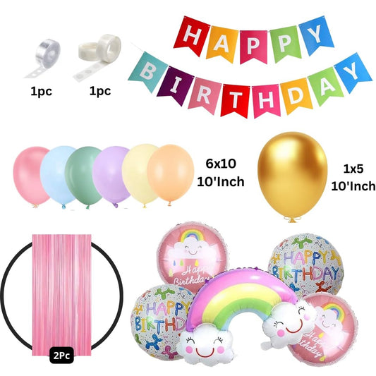 Rainbow Theme Birthday Decorations for Kids Party, Girls, Boys - Multicolor Theme Birthday Decorations - Cloud Theme Birthday Decorations for Girls