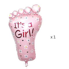 Pink Baby Feet Balloon (It's a Girl), 10 White and Pink Balloons, 2 Star Balloons - Baby Shower Decoration, Welcome Baby Balloons