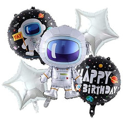 Astronaut Theme 1st Birthday Decoration - 45 Balloons, 5pc Astronaut Foil, 1 Black Curtain, 1 Banner, 1 No Balloon (Space 1st Birthday Theme Decoration) (Space Theme 1st Birthday)