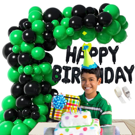 Black & Green Theme Birthday Decorations for Boys, Girls, Kids Party, Adults - Black & Green Birthday Decoration Items, Green & Black Birthday Party Supplies for Adults