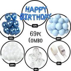 Silver, White & Blue Birthday Decoration Set for Boys, Girls, Adults- White, Silver & Blue Birthday Decorations , Blue Balloons Party Decorations Theme