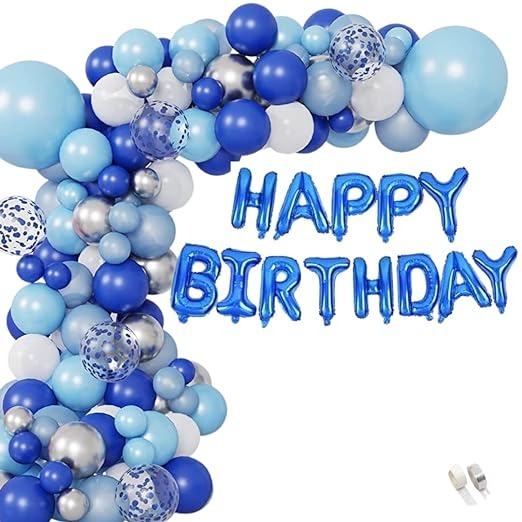 White & Blue Theme Birthday Decorations for Boys, Girls, Adults - White & Blue Birthday Decorations Set - White & Blue Balloons for Birthday