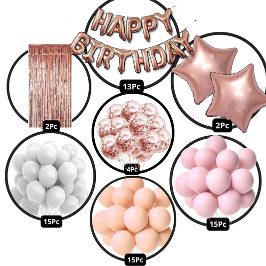 Pink, White & Rose Gold Birthday Decorations for Boys, Girls, Kids Party, Adults - Rose Gold Theme Birthday Decorations, White, Pink & Rose Gold Birthday Party Supplies