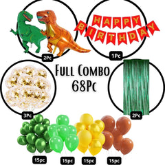 68pc Golden & Green Dinosaur Theme Birthday Decorations - Jungle Theme Birthday Decoration Set, Animal Theme Birthday Decoration, Dinosaur Birthday Decoration