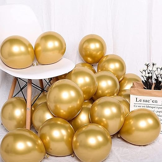 50Pc Gold & Black Metallic Balloon Combo | Gold Birthday Decoration Items | Gold Party props | Balloon Bouquet