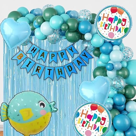 Mermaid Theme Birthday Decorations for Girls, Kids Party - Under the Sea Theme Birthday Decorations (Fish Theme Birthday Decor)