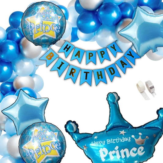 Prince Theme Birthday Decorations for Boys, Kids Party - Prince Birthday Decoration, Blue Theme Birthday Decorations - Prince Theme Party Supplies for Birthday Decoration with Arch Tape, Dot Glue