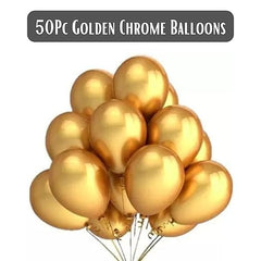 50Pc Gold Chrome Balloons | Birthday Decoration Items | Gold Party props | Gold Anniversary Decoration Items | Gold Balloons decor