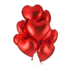 Valentines Day Decoration Pack of 27pc - 20pc Red and White Balloon, 6pc Red & Silver Heart balloons, 1pc Red Love Balloon