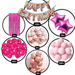 Pink Birthday Decorations for Girls, Kids Party, Boys - Pink Theme Birthday Decorations - Pink Party Supplies for Birthday Decorations - Star Theme Birthday Decorations