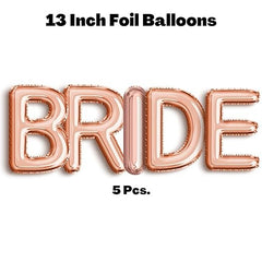 Bachelorette/Bridal Shower decor Pack 66Pcs - 20 pink, 40 Rose Gold & Pink metallic Balloons, BRIDE Balloons (5), 1 Champagne Foil (Bachelorette / Bridal Shower Decoration Pack)