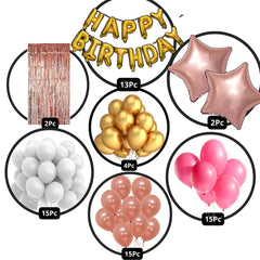 White, Pink, Gold & Rose Gold Birthday Decorations for Boys, Girls, Kids Party, Adults - Rose Gold Theme Birthday Decorations, White, Gold, Pink & Rose Gold Birthday Party Supplies