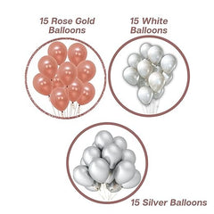 Rose Gold Birthday decoration Pack - 45 Pcs Balloons,13 letter Happy Birthday Foil Balloon, 2 Rose Gold Curtains ( Rose Gold Theme Birthday Decorations, Rose Gold Balloons for Birthday Decorations)