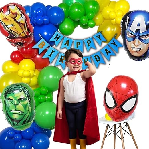 Superhero Theme Birthday Decoration for Boys, Kids Party, Girls - Super Hero Birthday Decoration Set, Avengers Theme Birthday Decoration Kit for Boys, Comic Super Heroes Party Supplies