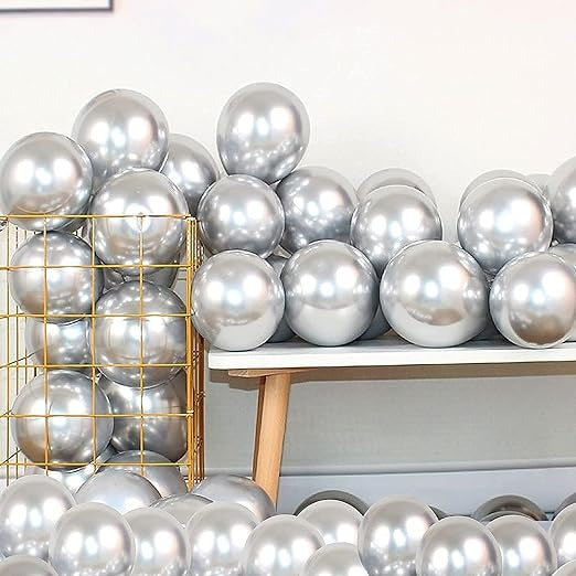 50Pc Silver Chrome Balloons | Silver Birthday Decoration Items | Silver Party props | Anniversary Decoration Items | Silver Decoration Balloons
