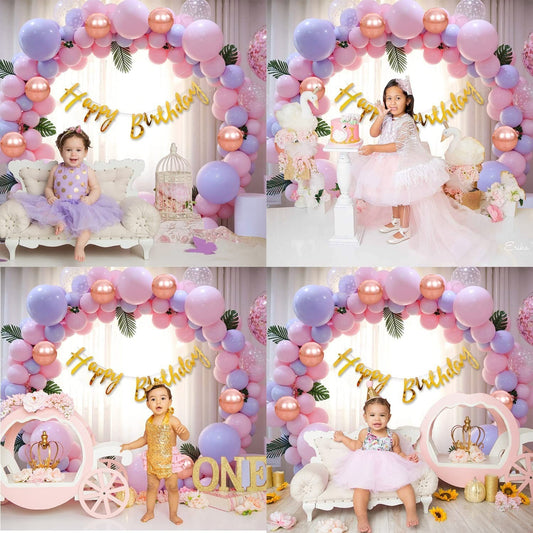 Pink Birthday Decoration Items Combo Set For Girls Kids- Happy Birthday Foil Banner, Metallic Balloons