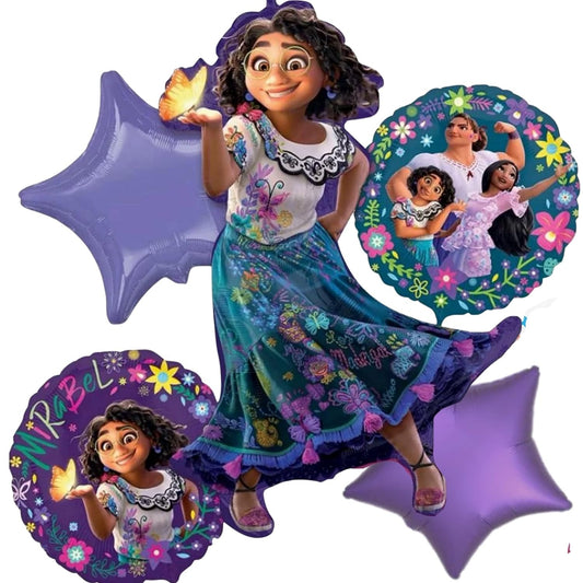 Encanto Theme Foil Balloon Set of 5 / Mirabel Princess Theme Foil Balloon Set of 5 for Girls