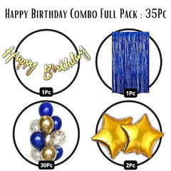 Gold and Blue Birthday Decorations for Boys, Girls, Kids Party- Golden Birthday Decorations, Blue Birthday Party Supplies for Decoration, Blue Theme Birthday Decorations