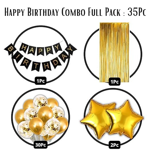 Golden Theme Birthday Decorations for Boys, Girls, Kids Party- Golden Birthday Party Supplies, Golden Theme Birthday Decorations